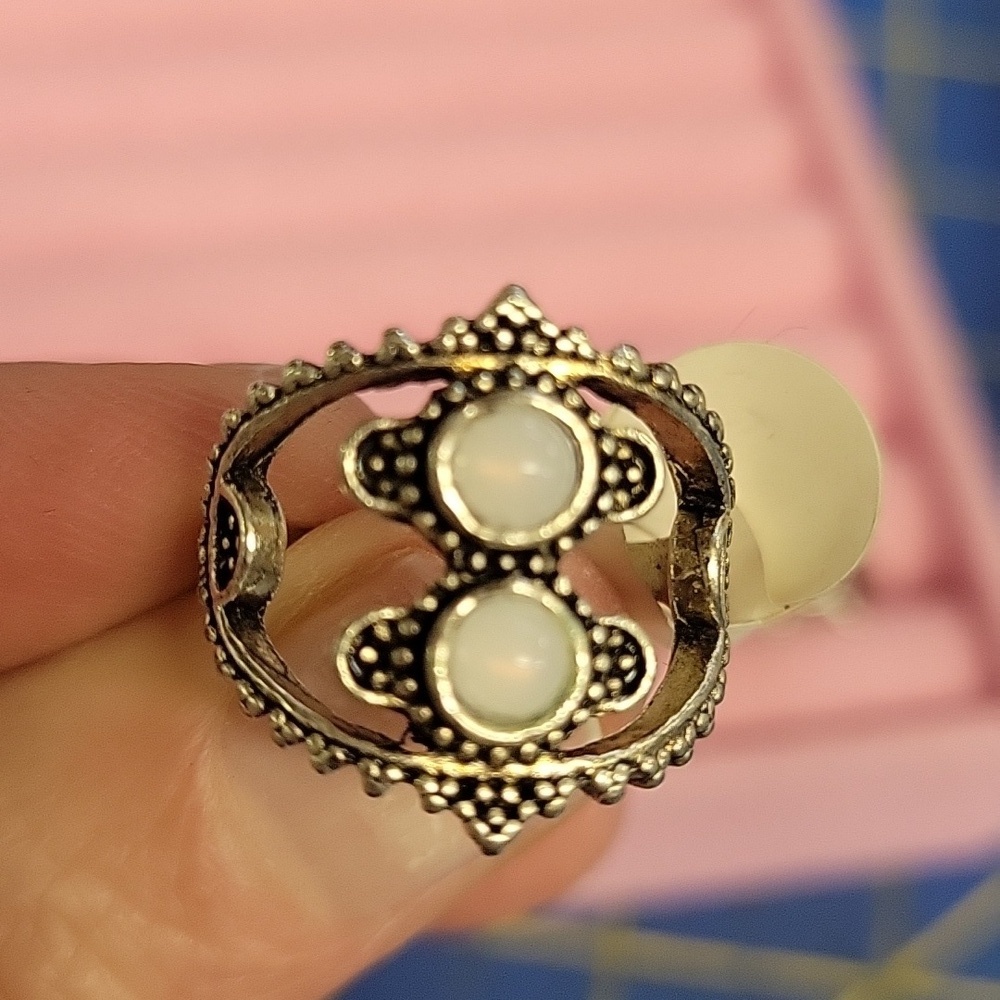 Opal Silver Tone Ring Brand New